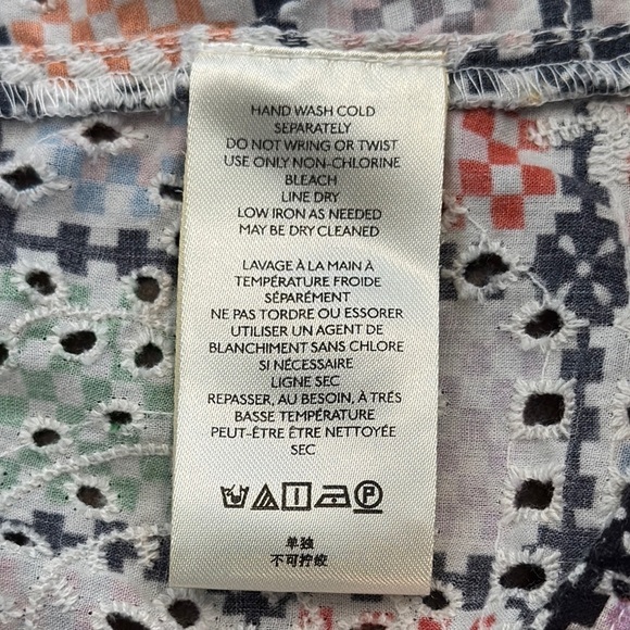 Maeve Ruffled Tie Waist Blouse in Colorful Granny-Square Eyelet Print, S - Picture 14 of 16